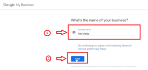 create google my business account: type business name