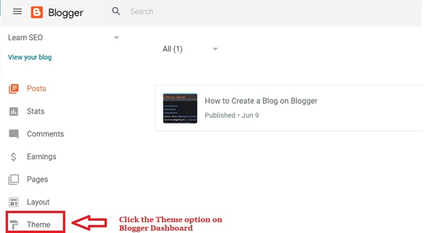 create a new blog - theme option