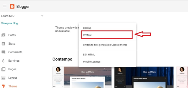 create a new blog - installing new theme